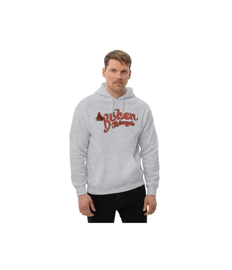 Hoodie gris écriture orange wing Bôken Unisexe