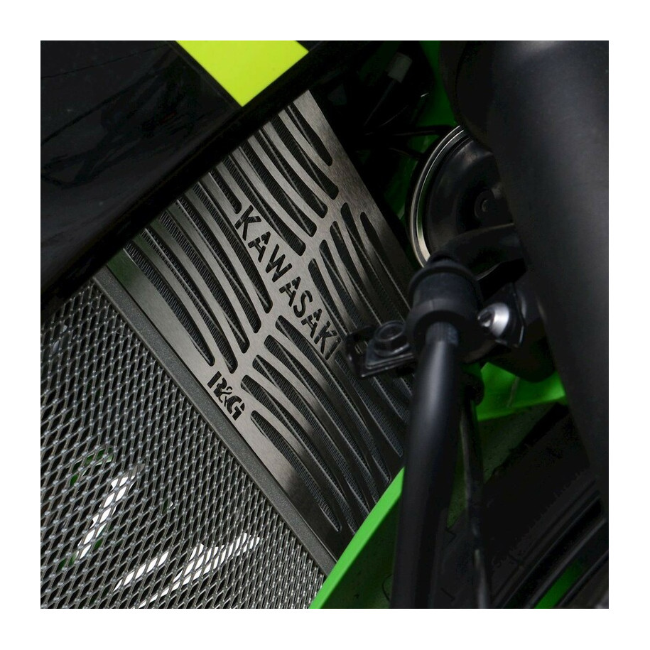 Protection de radiateur gravée R&G RACING inox - Kawasaki Ninja 125