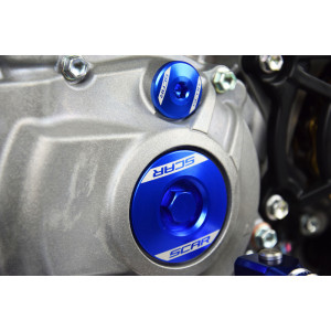 Bouchons carter moteur latéraux SCAR bleu