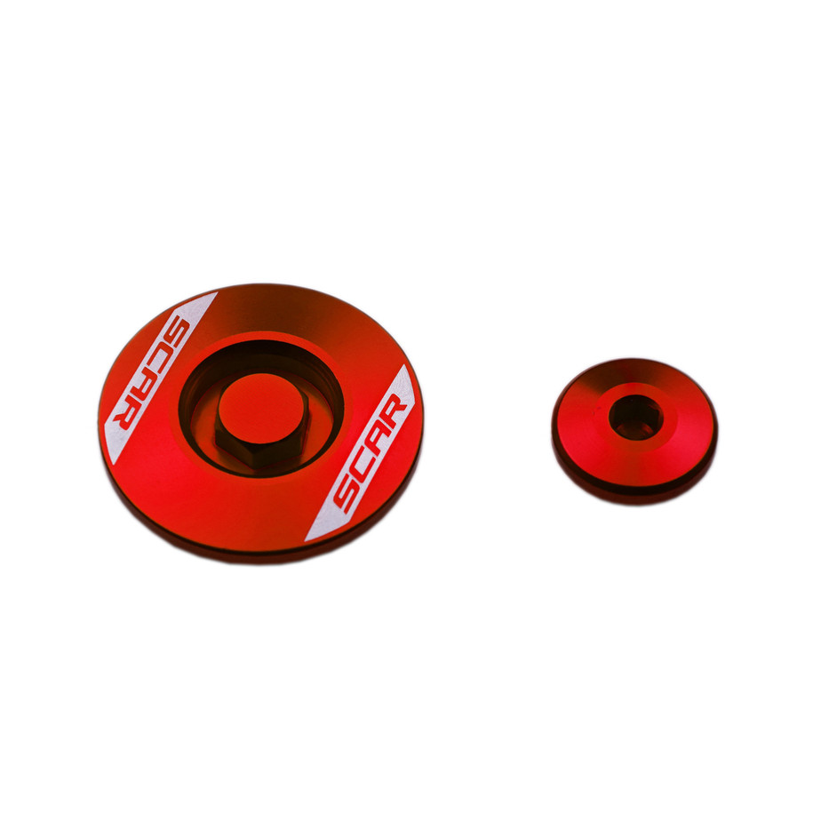 Bouchons carter moteur latéraux SCAR rouge