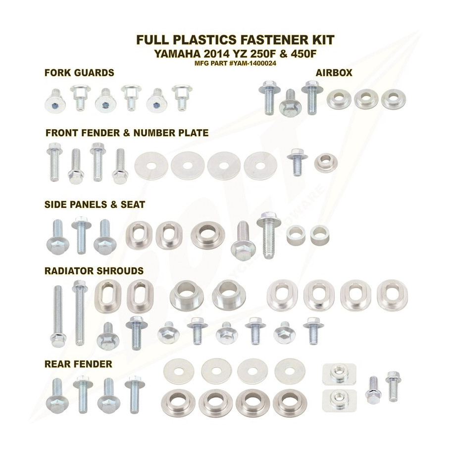 Kit vis complet de plastiques Bolt Yamaha YZ250/450-F