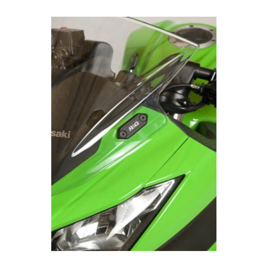 Cache-orifices rétroviseur R&G RACING - noir Kawasaki Ninja 250/300