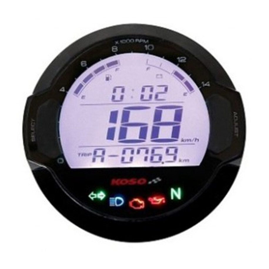 KOSO D64 DL-03S (Black) Speedometer + Tachometer +Indicator Lights (Display LCD)