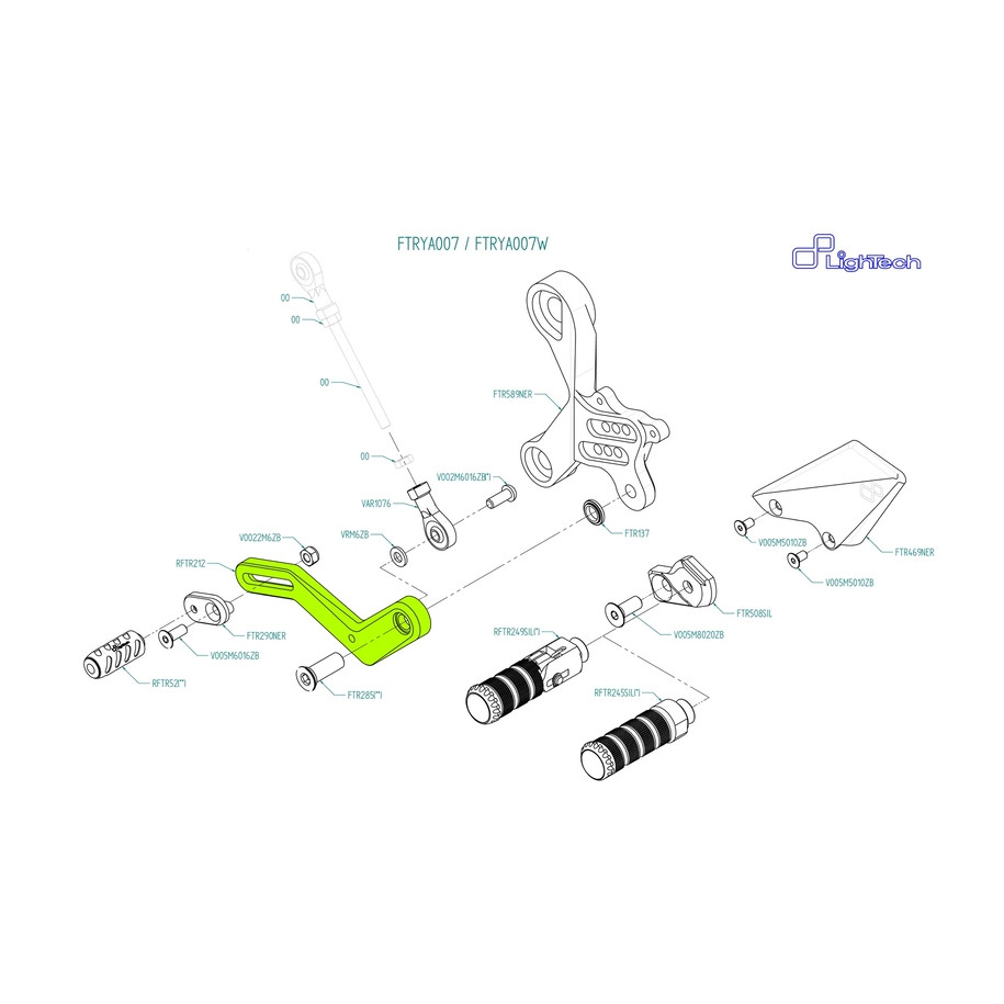 Ensemble levier de vitesse LIGHTECH arrière FTRYA007 / FTRYA007W
