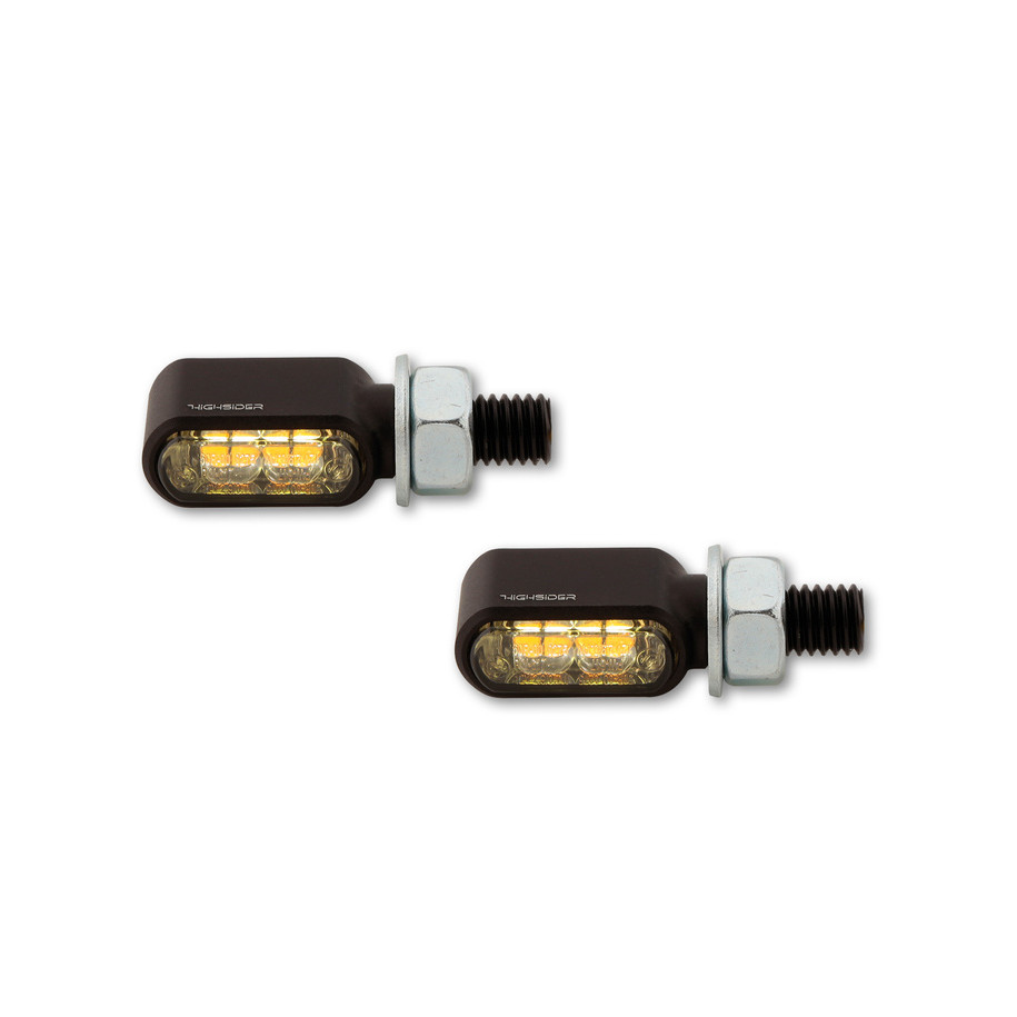 Clignotants/feux de position LED HIGHSIDER pro - Little Bronx - noir/fumé - 2en1 - usiné CNC - homologué E - la paire