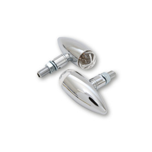 Clignotants LED HIGHSIDER pro - Micro-Bullet - chromé/translucide - homologué E - la paire