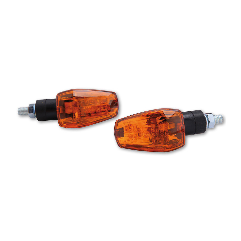 HIGHSIDER smart IMOLA 1 Mini Indicator, Black, Yellow Lens, E-Approved, Short Arm, (Pair)