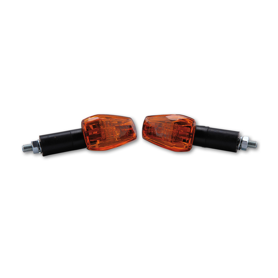 HIGHSIDER smart IMOLA 1 Mini Indicator, Black, Yellow Lens, E-Approved, Long Arm, (Pair)