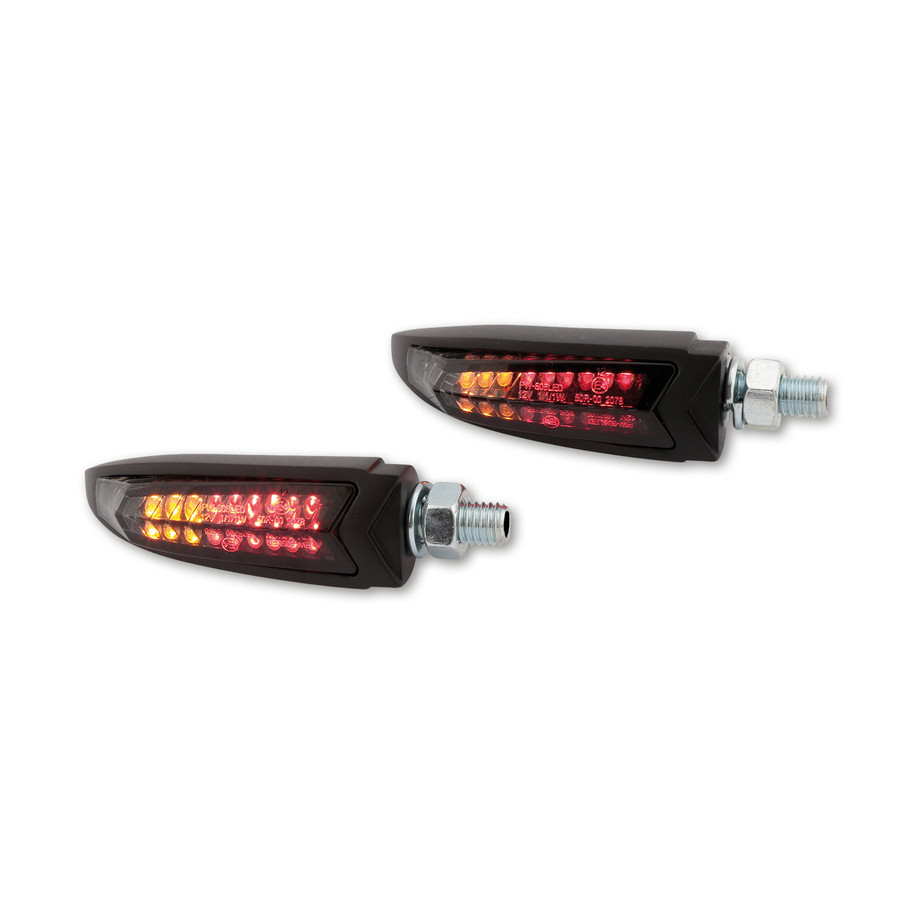 Feux arrière/clignotants LED HIGHSIDER pro - Arc - noir/fumé - homologué E - la paire