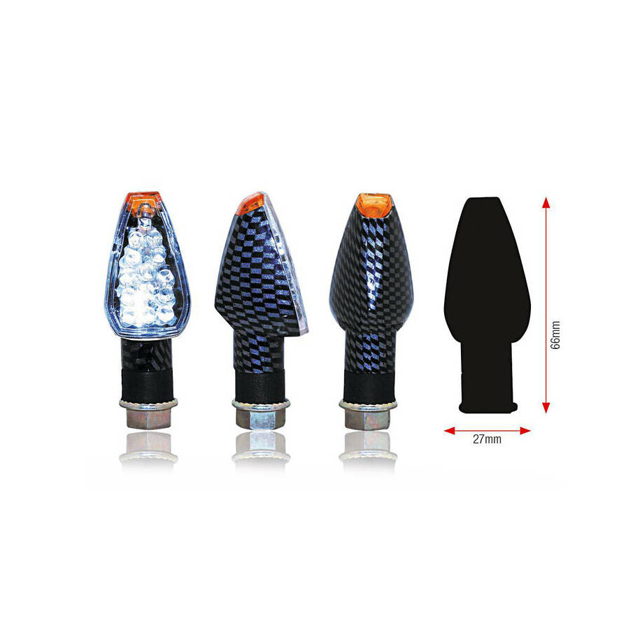 Clignotants BIHR Design LED court carbone universel