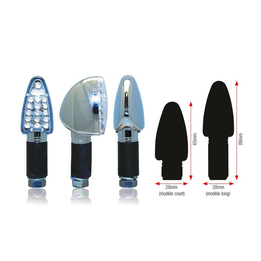 Clignotants BIHR Triangle LED court chrome universel