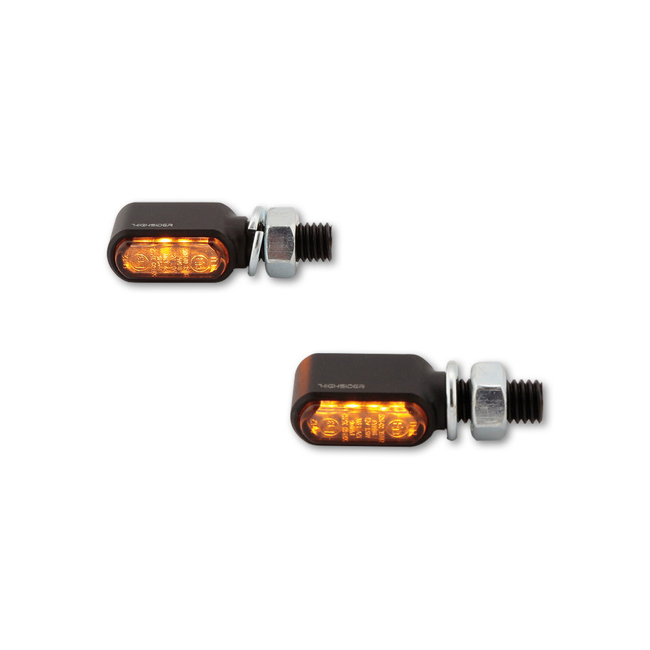 Clignotants LED HIGHSIDER pro - Little Bronx - noir/fumé - usiné CNC - homologué E - la paire
