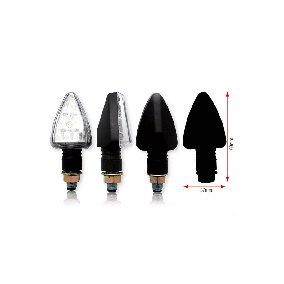 Clignotants BIHR Tri LED court noir universel