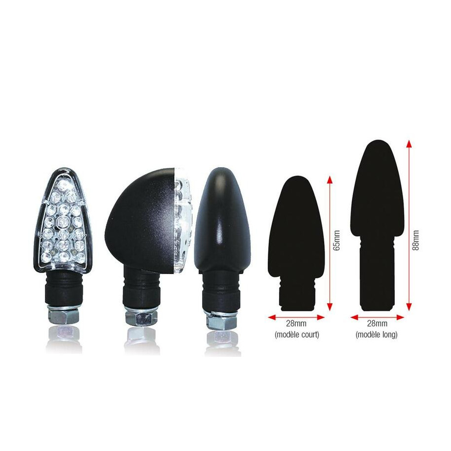 Clignotants BIHR Triangle LED court noir universel