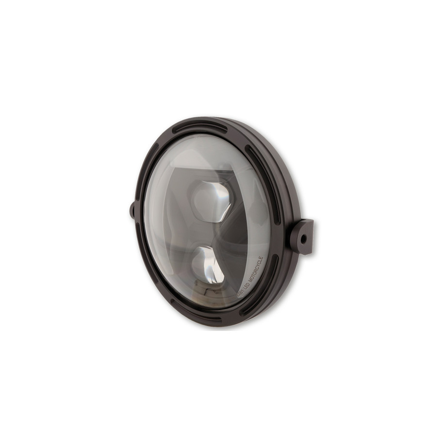 Feu avant LED HIGHSIDER pro Frame-R1 Type 8 - 7 pouces - réflecteur fumé - fixation latérale - noir