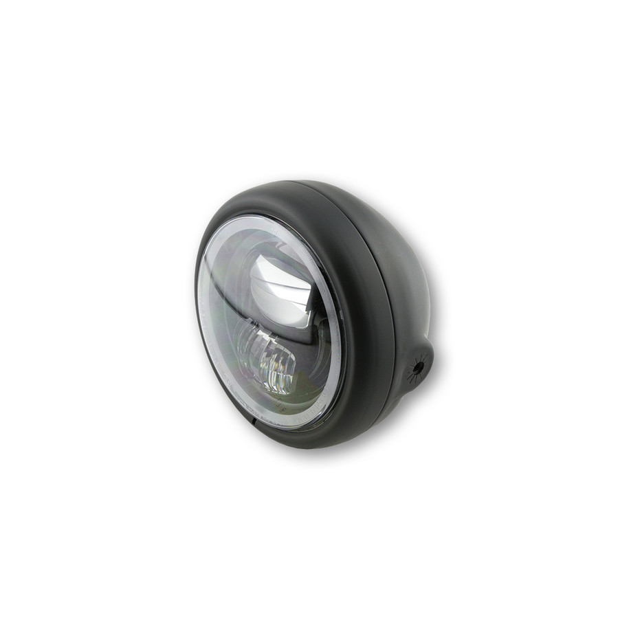 Feu avant LED HIGHSIDER pro Pecos Type 7 - 5 3/4 pouces - fixation latérale - avec feu de stationnement Ring - noir