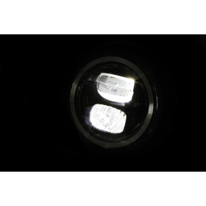 Feu avant LED HIGHSIDER pro Pecos Type 7 - 5 3/4 pouces - fixation latérale - avec feu de stationnement Ring - noir